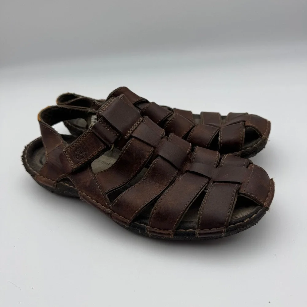 Timberland Altamonte Leather Fisherman Sandals Brown Mens 9M 65511 Smart Comfort